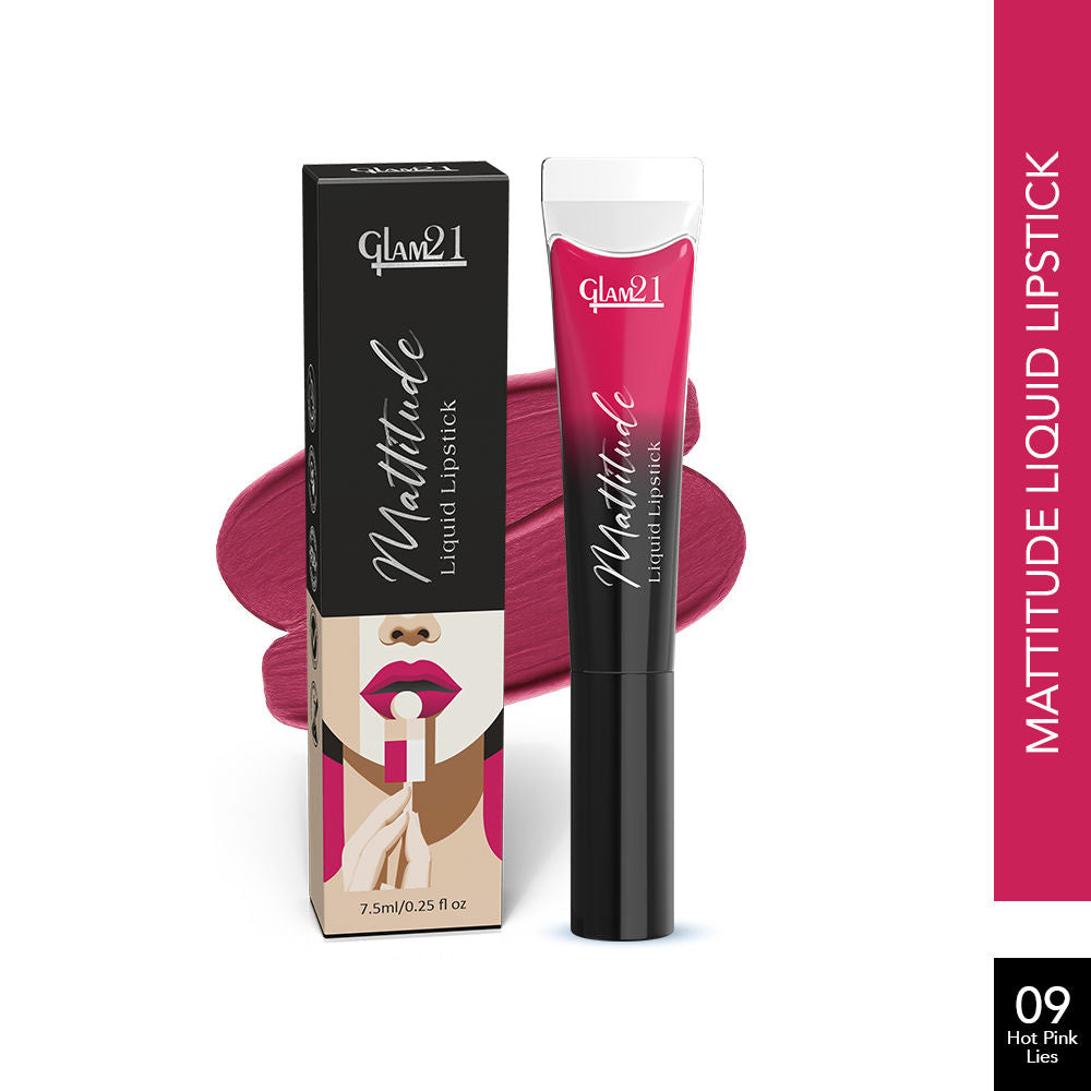 GLAM21 Mattitude Liquid Matte Lipstick - Hot Pink Lies (7.5ml)