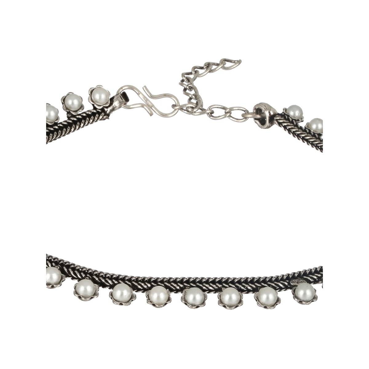 Aatmana Set of 2 Silver-Plated & Handcrafted Pearl Anklets