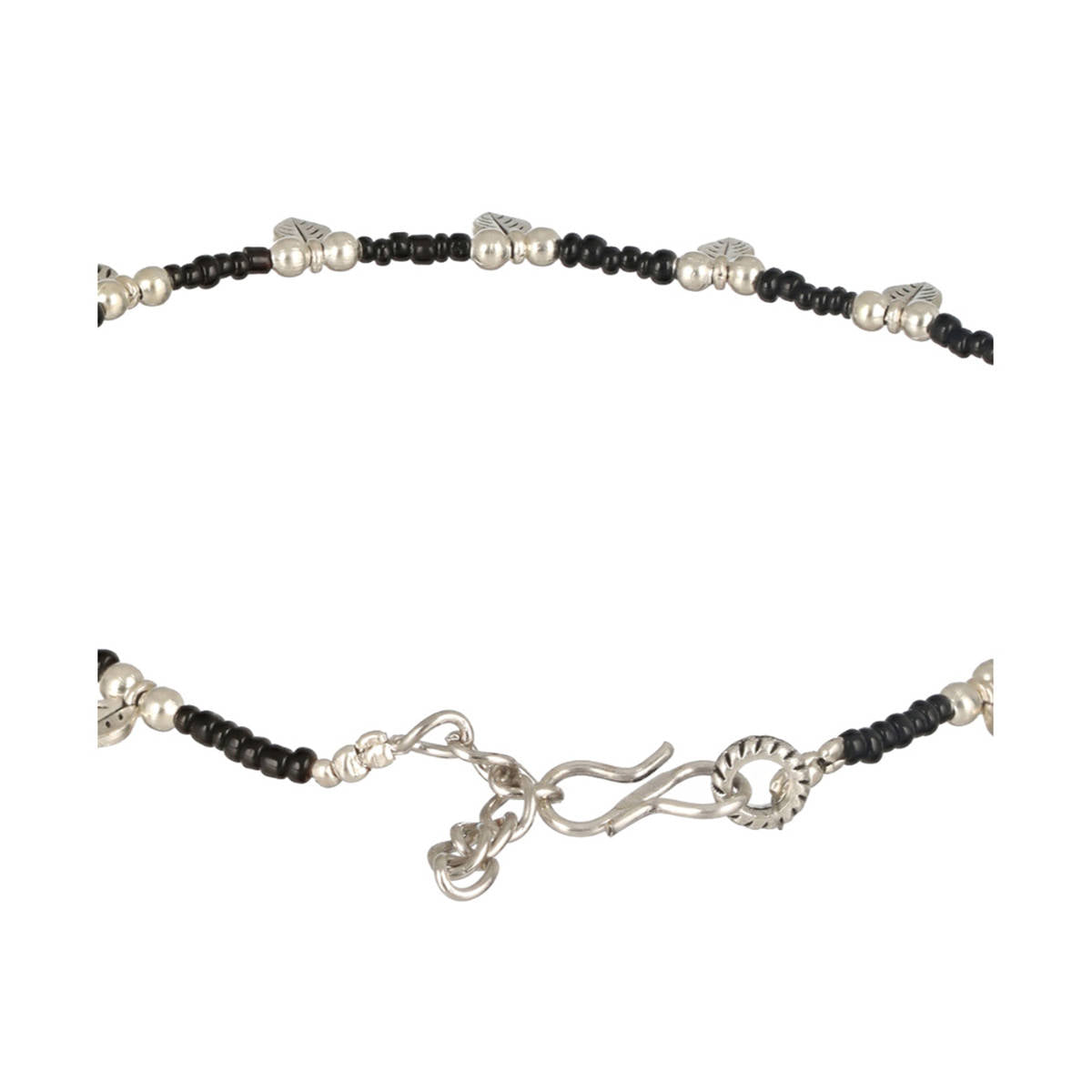 Aatmana Silver-Plated & Beaded Leaf Anklets