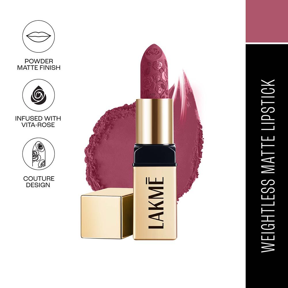 Lakme Rouge Bloom Powder Matte Lipstick With Vita-Rose Extract - Pink Tulip 203