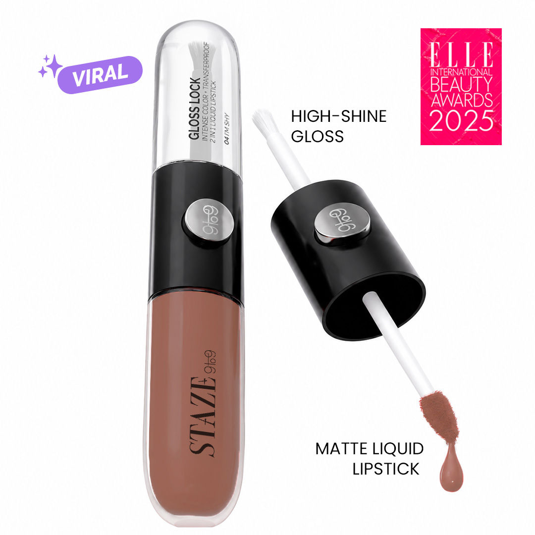 Staze Gloss Lock 2-in-1 Liquid Lipstick + Clear Gloss | 04 Im Shy (8.2ml)