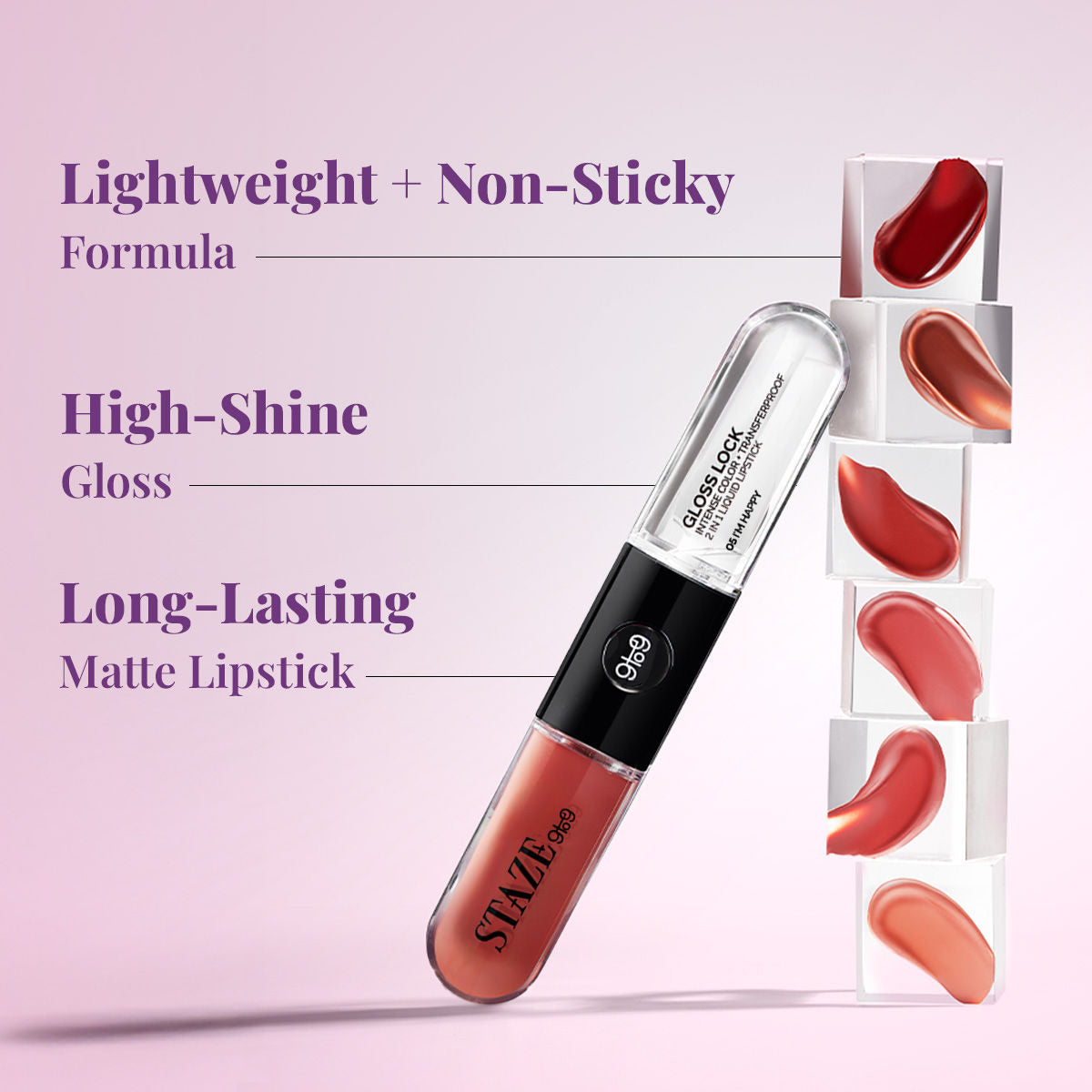 Staze Gloss Lock 2-in-1 Liquid Lipstick + Clear Gloss | 04 Im Shy (8.2ml)