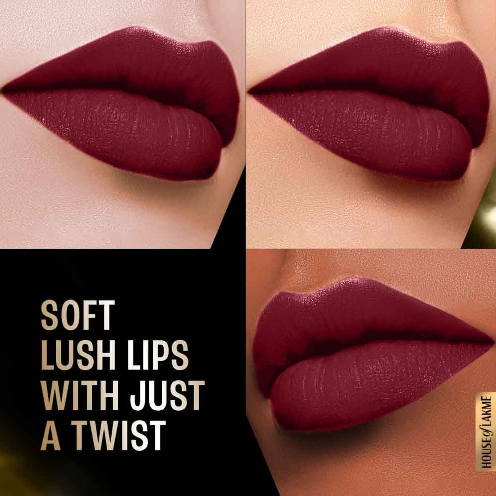 Lakme Forever Matte Lipstick, Made With French Rose Oil Extracts , Plum Obsession