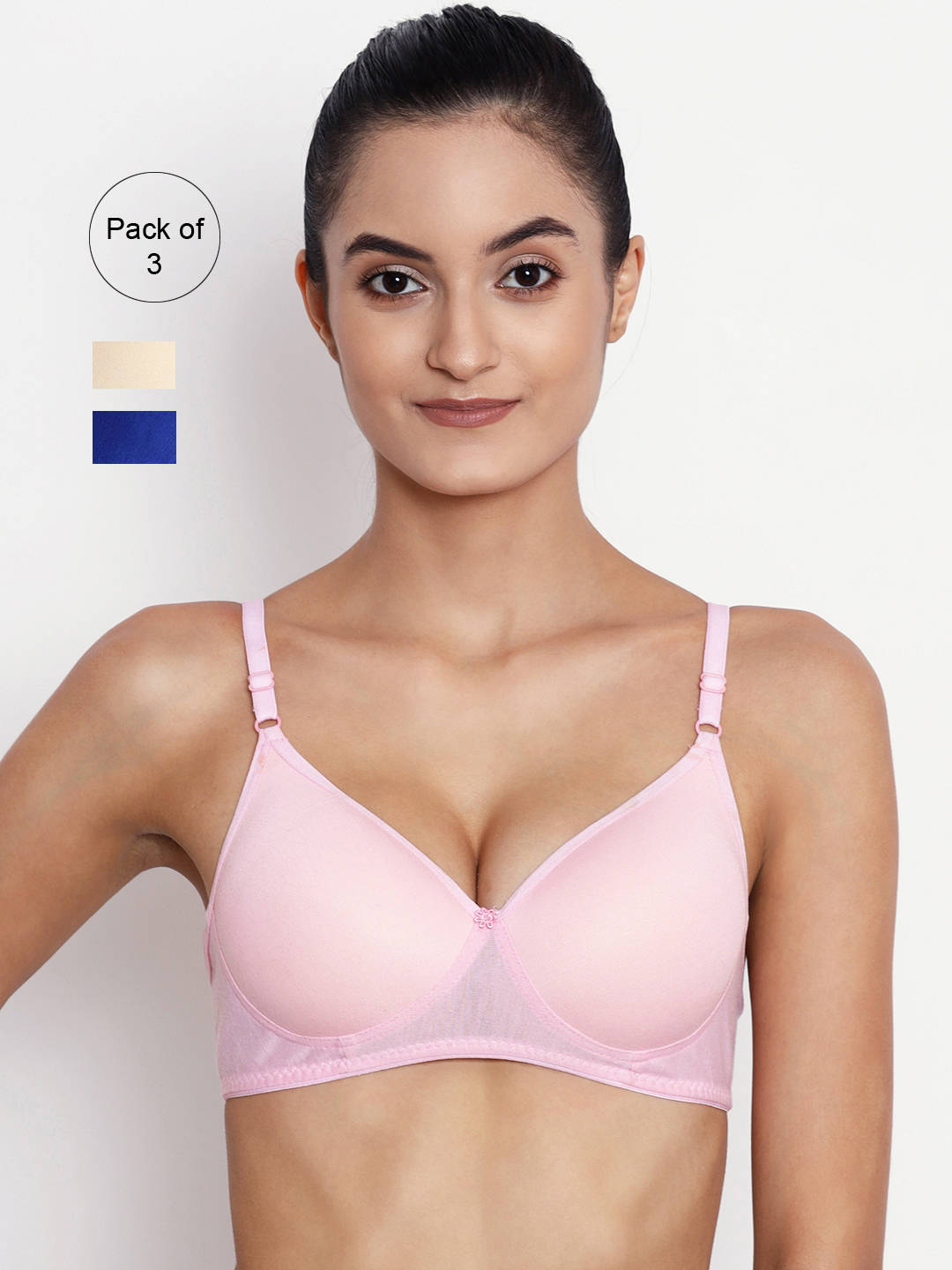 Abelino Pack Of 3 Non-wired Lightly Padded T-shirt Bras. - Multi-Color (38B) · 38B