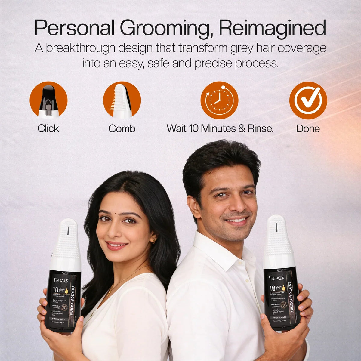 Proads India's First Click & Comb Hair Color 400ml Natural Black