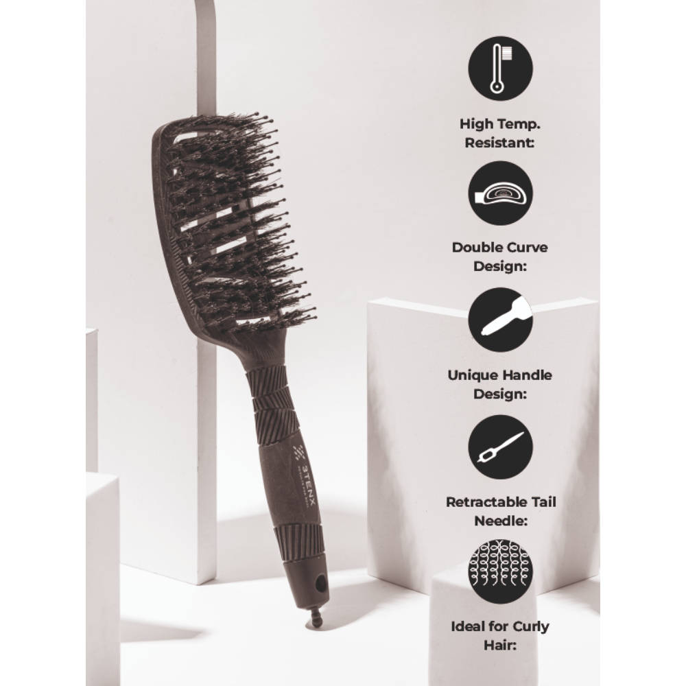3TENX Ecoflex Pro Detangling Hair Brush for All Hair Types - Black