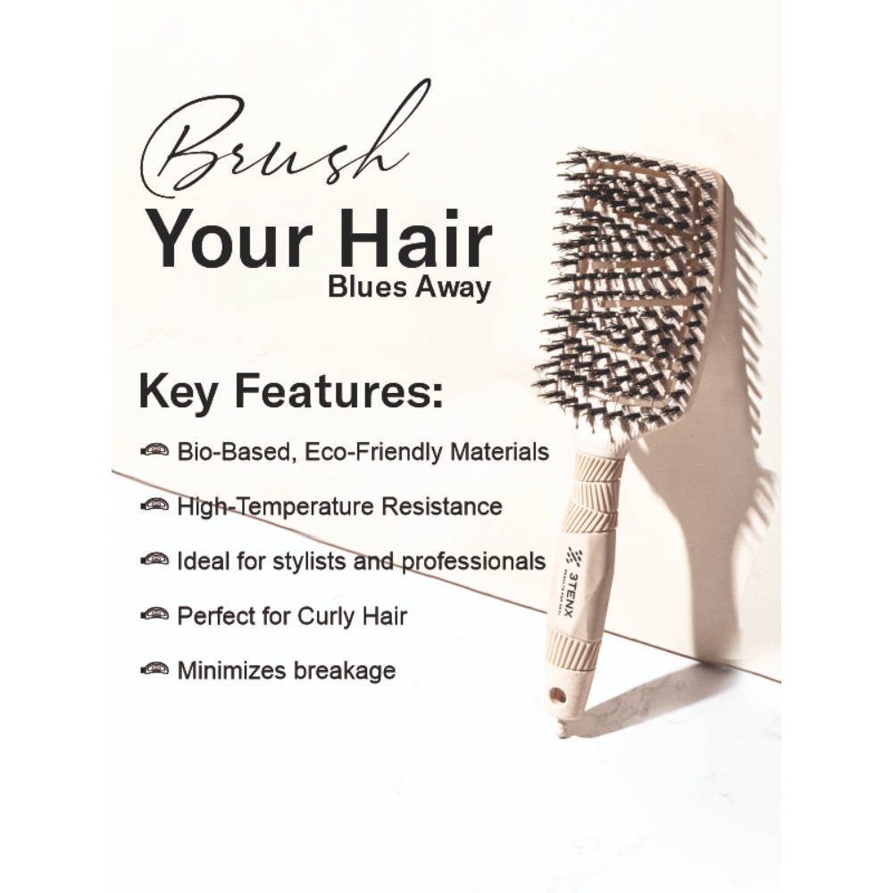 3TENX Ecoflex Pro Detangling Hair Brush for All Hair Types - Beige