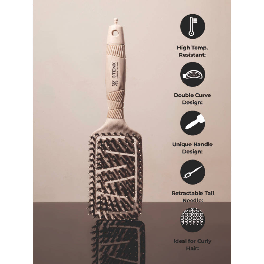 3TENX Ecoflex Pro Detangling Hair Brush for All Hair Types - Beige