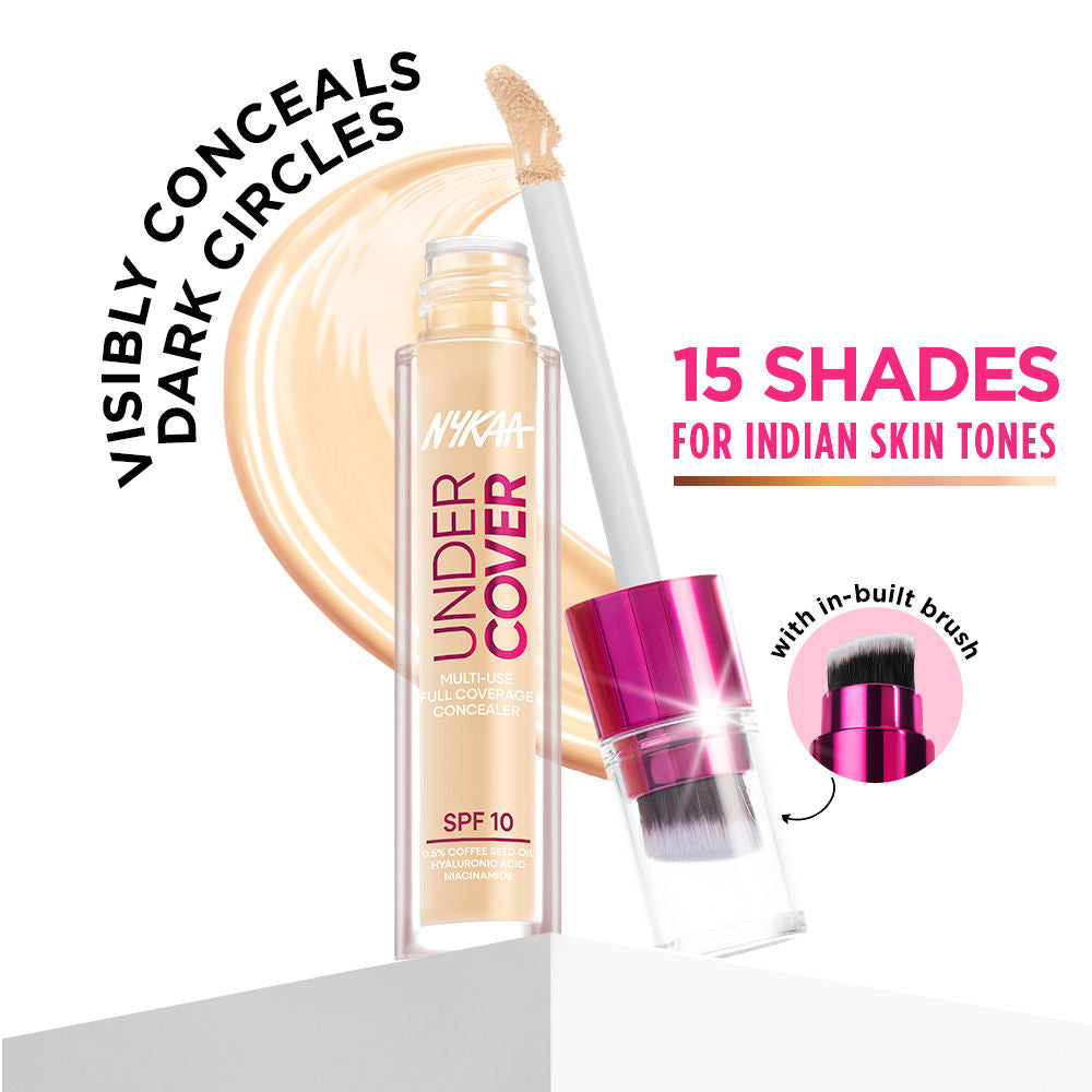 Nykaa Undercover Multi-Use Full Coverage Concealer-Hyaluronic Acid & Niacinamide 3ml 02P Cool