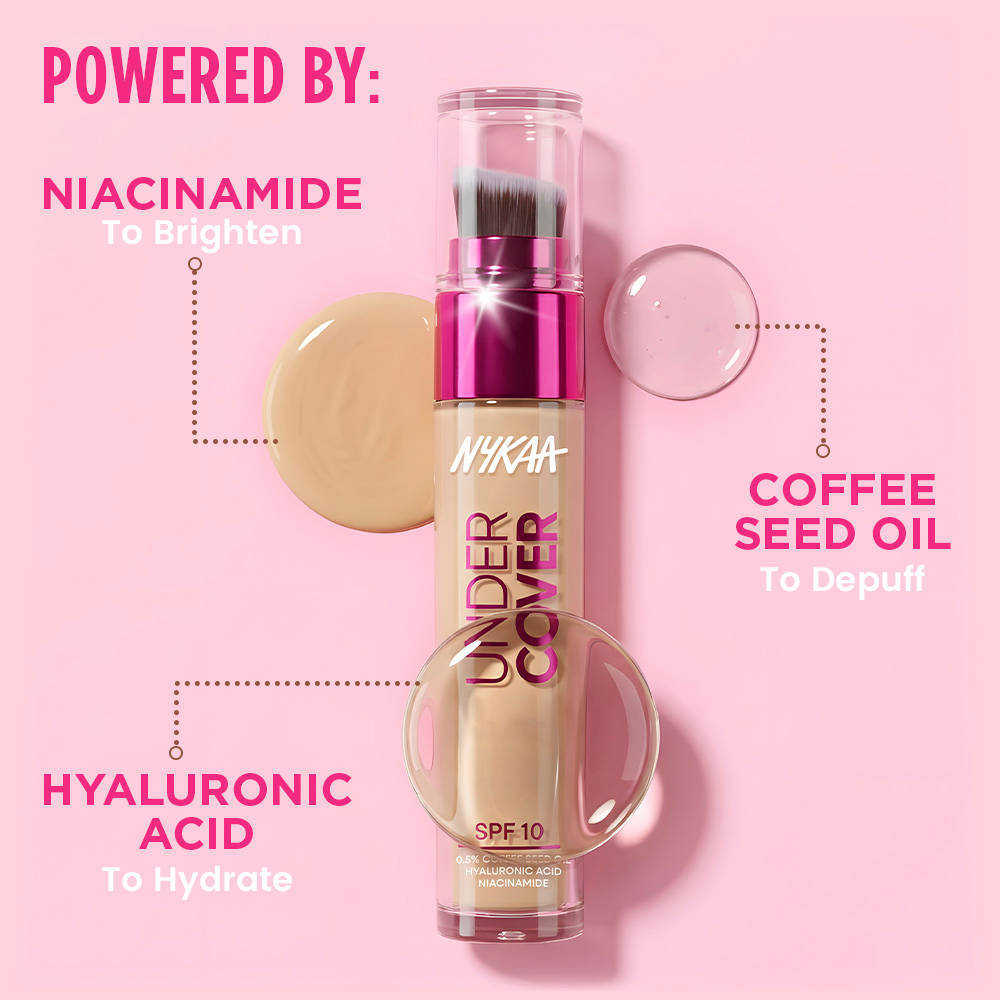 Nykaa Undercover Multi-Use Full Coverage Concealer With Hyaluronic Acid & Niacinamide