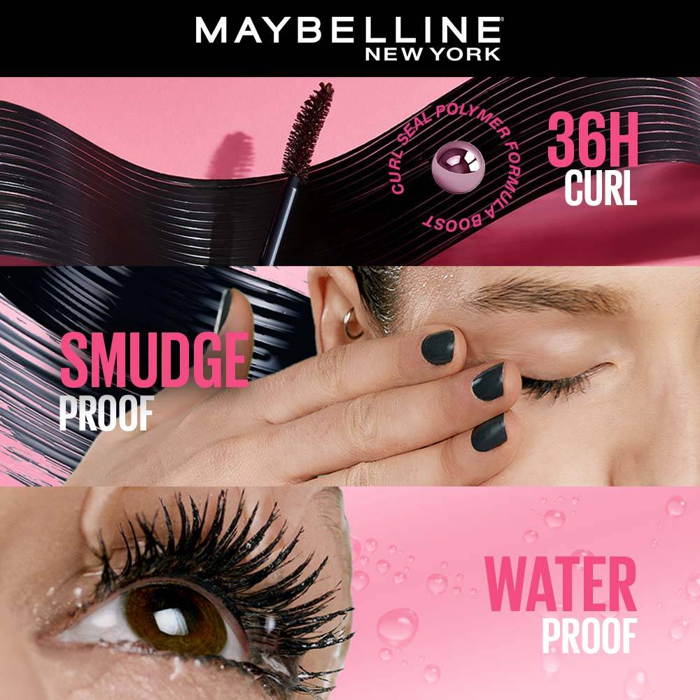 Maybelline New York Hypercurl Waterproof Mascara, Smudge & Highly Pigmented Very Black (9.2ml) · Waterproof Very Black
