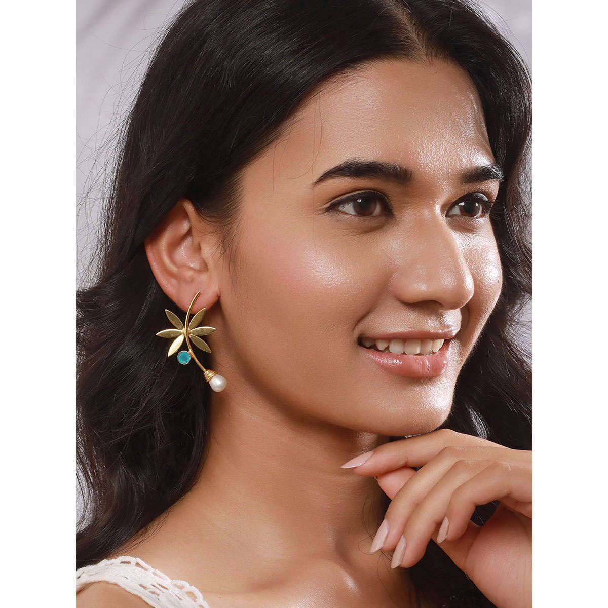 Aatmana Gold-Plated Blue Stone Drop Earrings · One Size