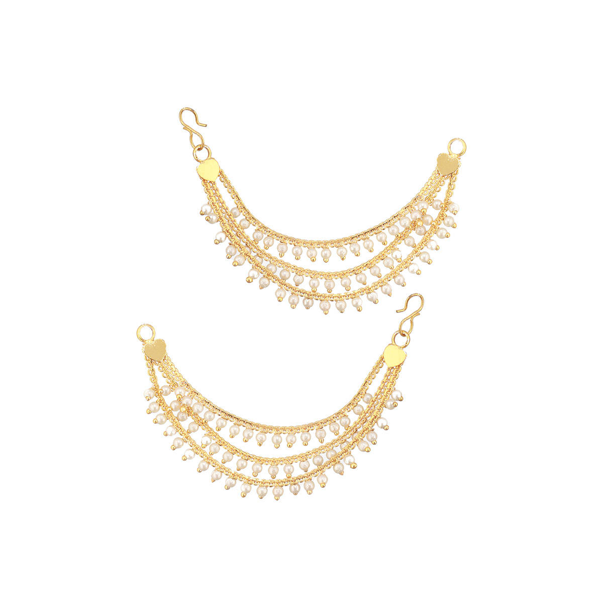 Aatmana Gold-Plated Pearls Beaded Classic Layered Ear Chain · One Size