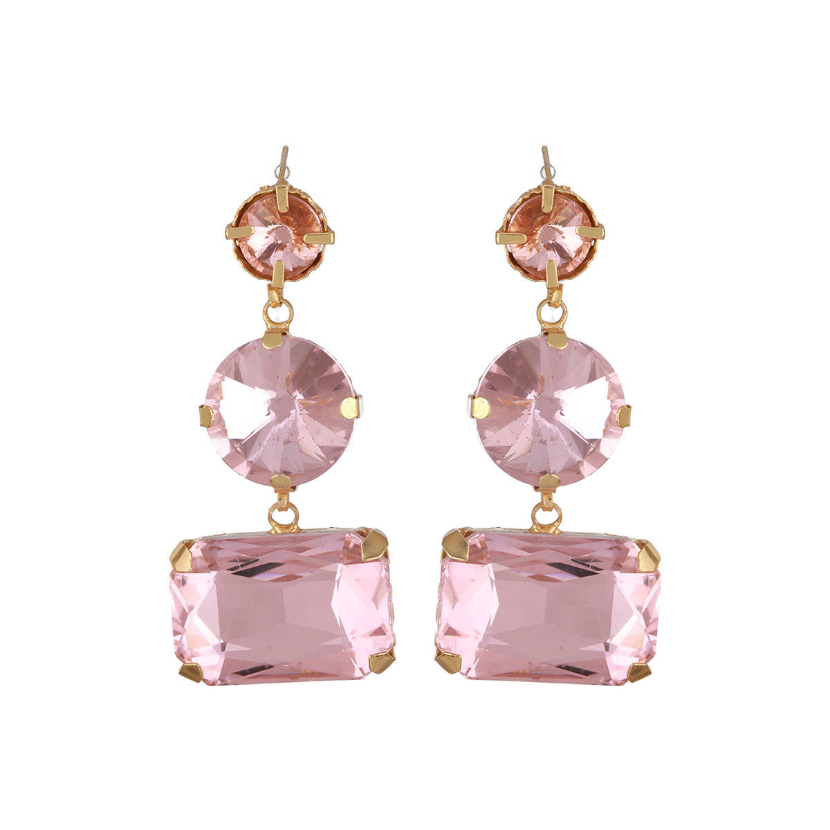Aatmana Gold Plated Pink Artificial Stones Drop Earrings