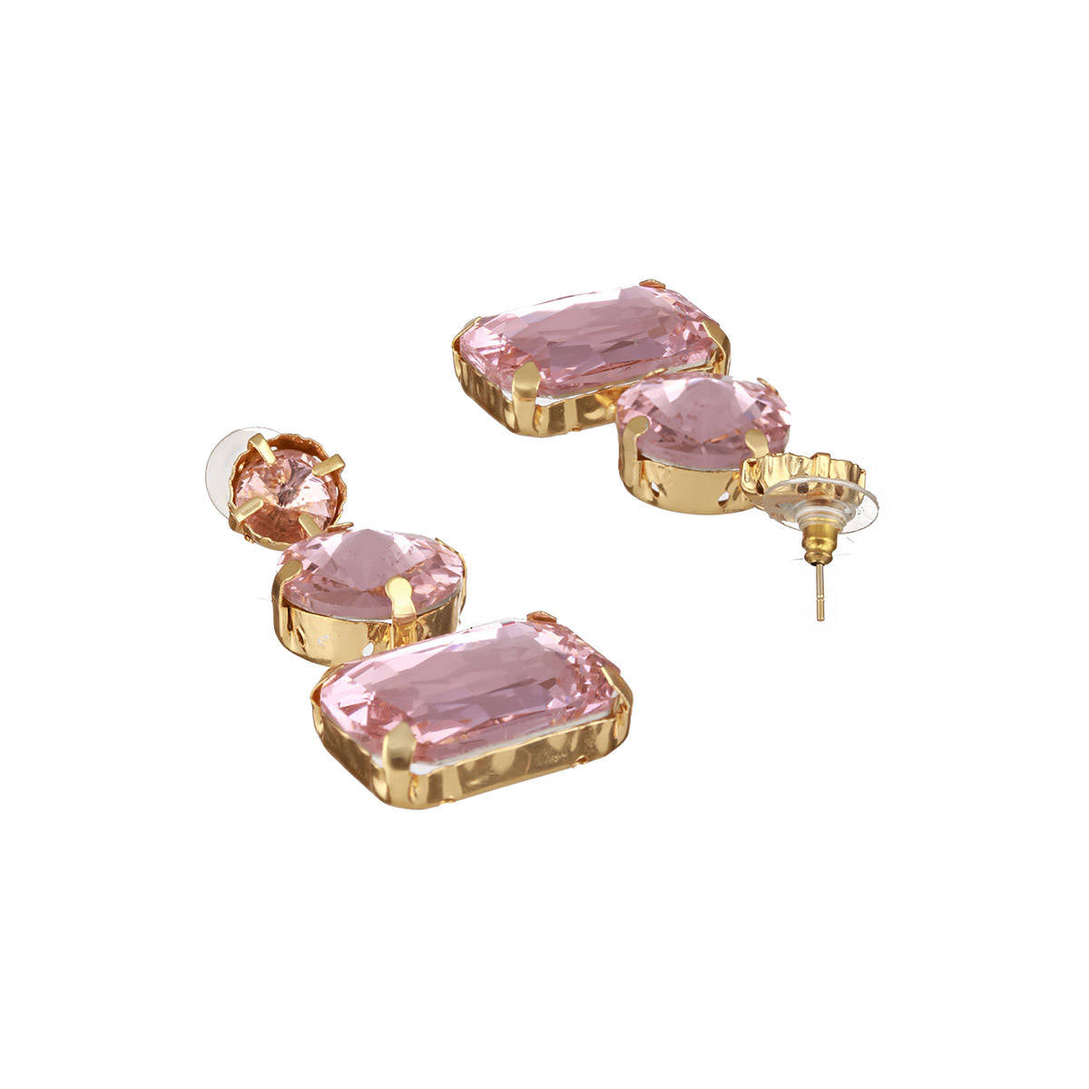 Aatmana Gold Plated Pink Artificial Stones Drop Earrings