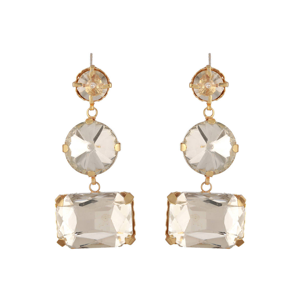 Aatmana Gold Plated White Artificial Stones Drop Earrings