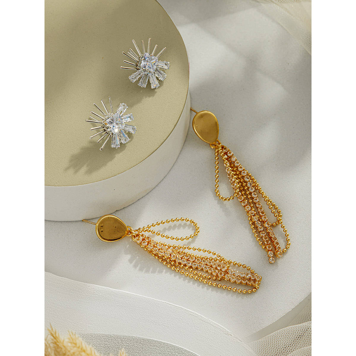 Aatmana Gold-Plated and Silver-Plated Stone Studded Earrings (Pack of 2)