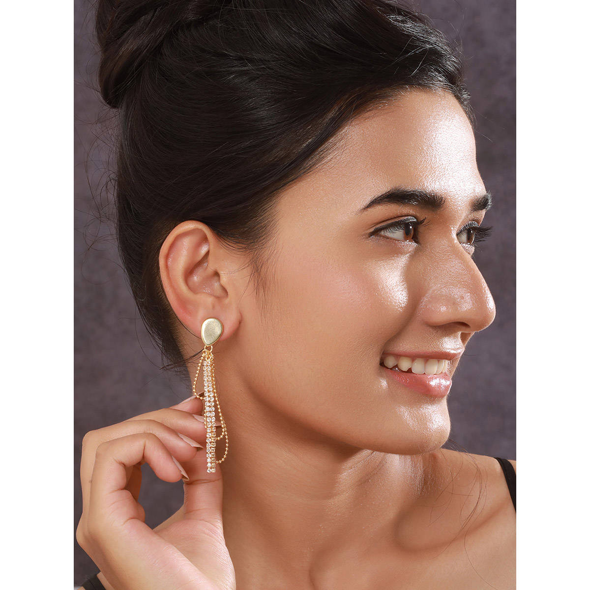 Aatmana Gold-Plated and Silver-Plated Stone Studded Earrings (Pack of 2)