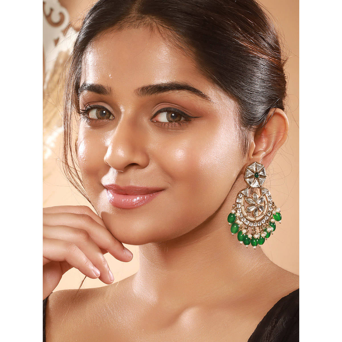 Aatmana Rose Gold and Silver Plated Stone Pearl Earrings (Pack of 2)
