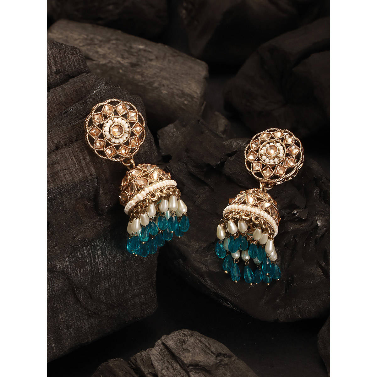 Aatmana Silver and Rose Gold Dual Plated Stud Earrings (Pack of 2)