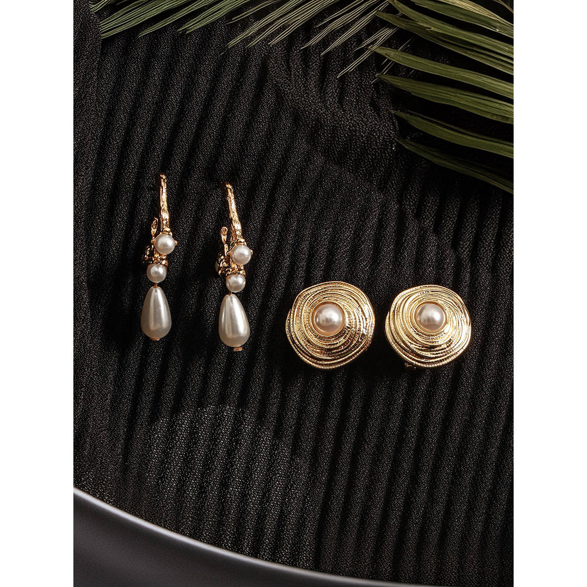 Aatmana Gold Plated Stylish Pearl Earrings (Pack of 2) · One Size