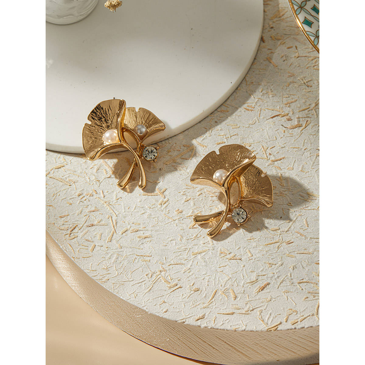 Aatmana Gold Plated Pearl American Diamond Drop Earrings