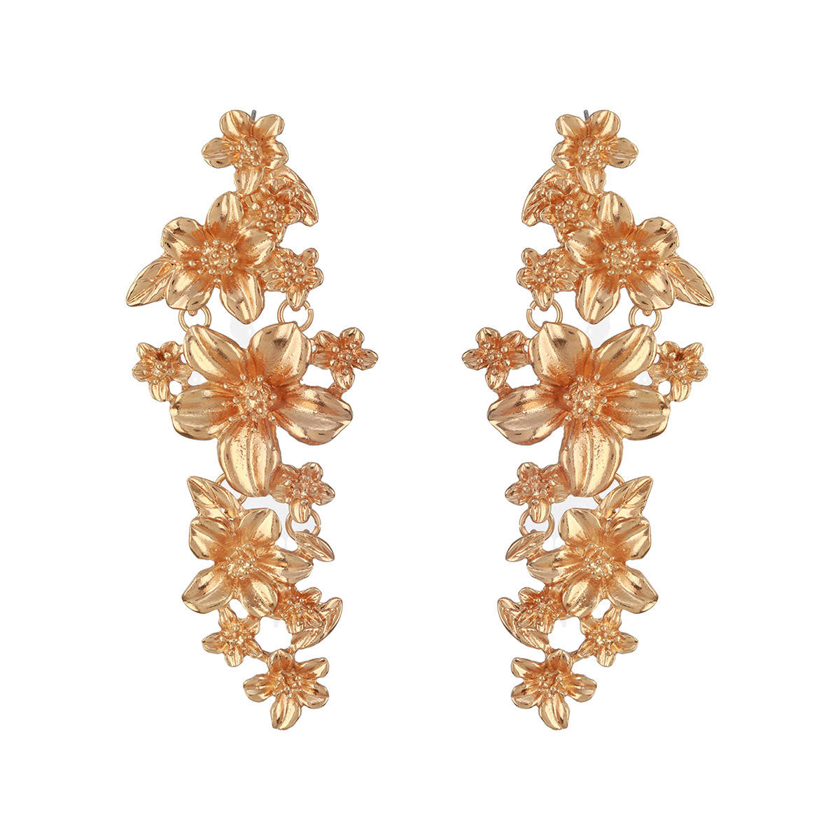 Aatmana Gold Plated Multi Floral Shaped Drop Earrings