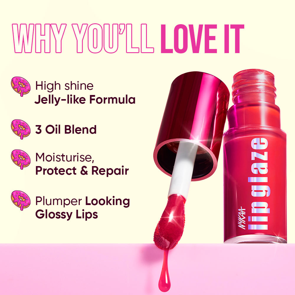Nykaa Lip Glaze High Shine and Pigment Lip Gloss Oil Lip Glaze - Cherry Custard
