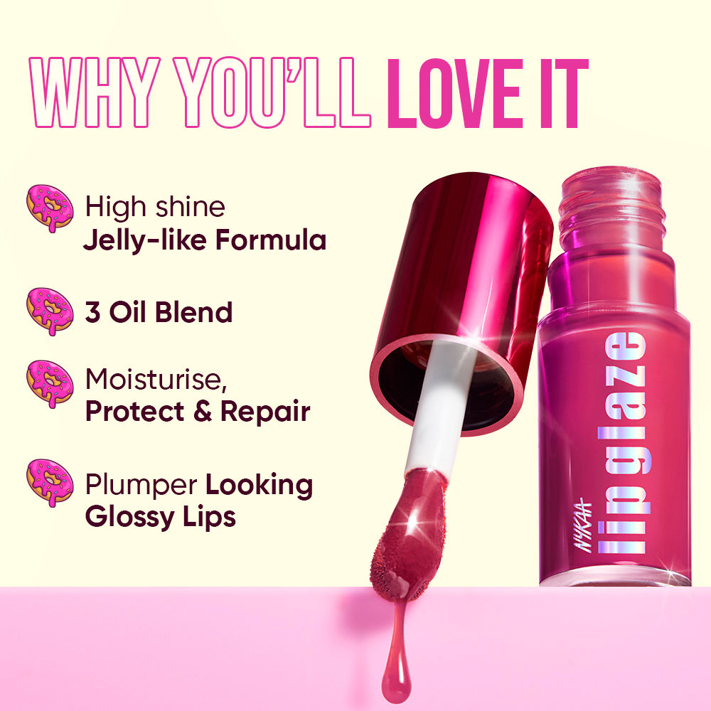 Nykaa Lip Glaze High Shine and Pigment Lip Gloss Oil Lip Glaze - Cherry Custard