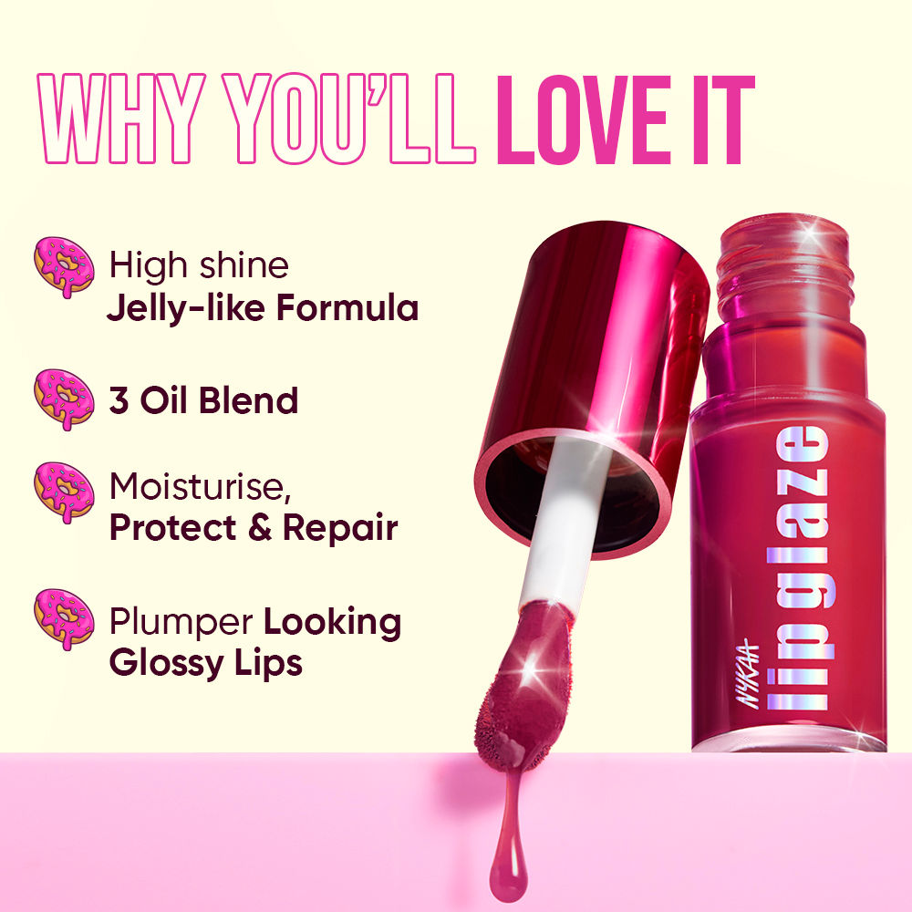 Nykaa Lip Glaze High Shine and Pigment Lip Gloss Oil Lip Glaze - Raspberry Ganache