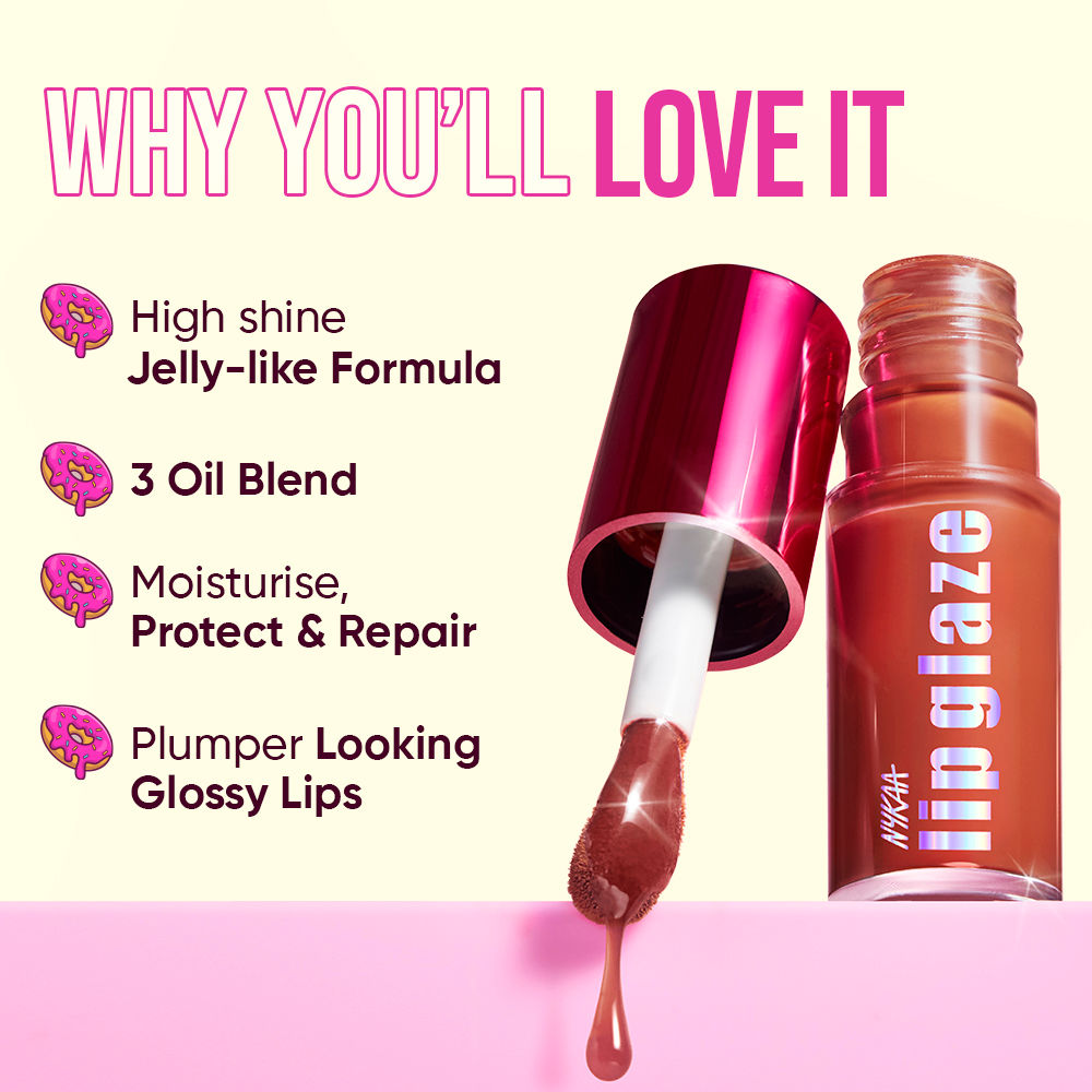 Nykaa Lip Glaze High Shine and Pigment Lip Gloss Oil Lip Glaze - Caramel Pudding