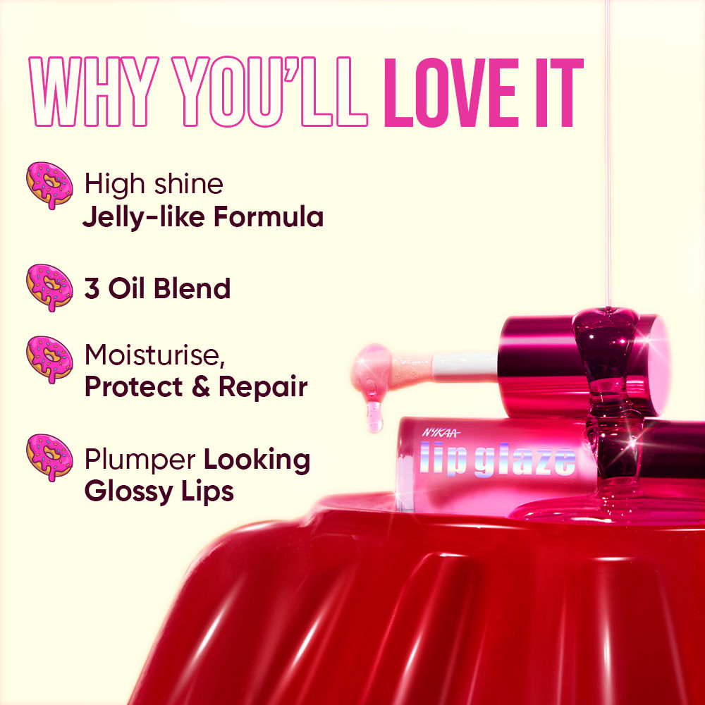Nykaa Lip Glaze High Shine and Pigment Lip Gloss Oil Lip Glaze - Jelly Jam