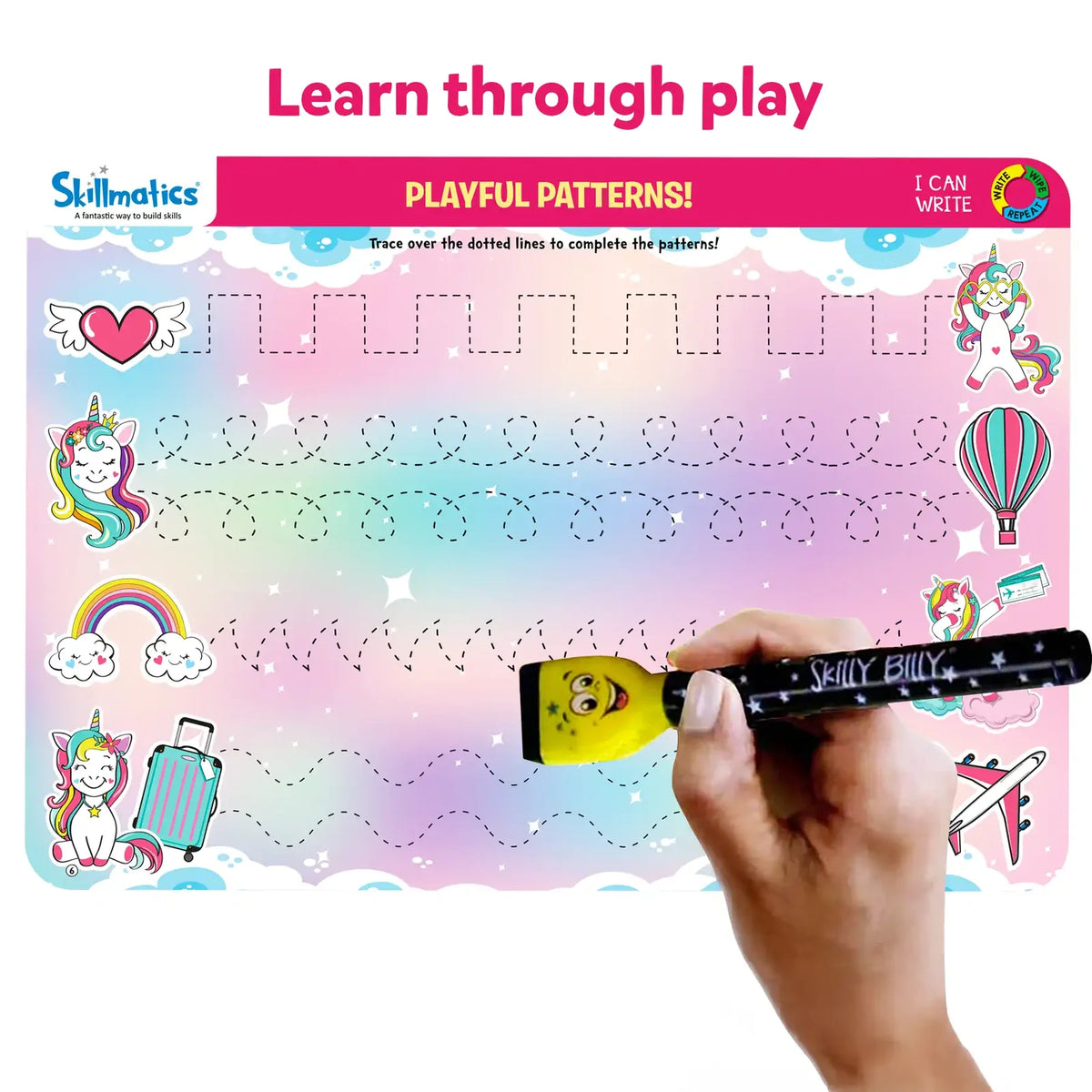 Skillmatics I Can Write Unicorn Edition | Reusable Activity Mats (ages 3-6)