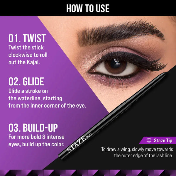 All Eyes On You Kajal 24 Hr. Long Stay | Intense Black Matte | Waterproof | Smudge-proof
