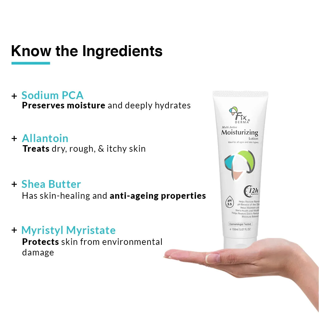 Fix Derma - 1% Sodium PCA, 2% Shea Butter, 0.5% Vitamin E - Moisturizing Lotion (150mL)
