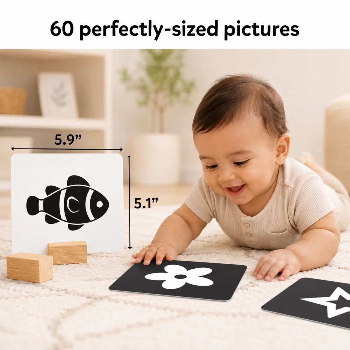 Skillmatics High Contrast Flash Cards for Infants (0-12 months) | 60 Large Pictures, Visual Stimulation & Sensory Development
