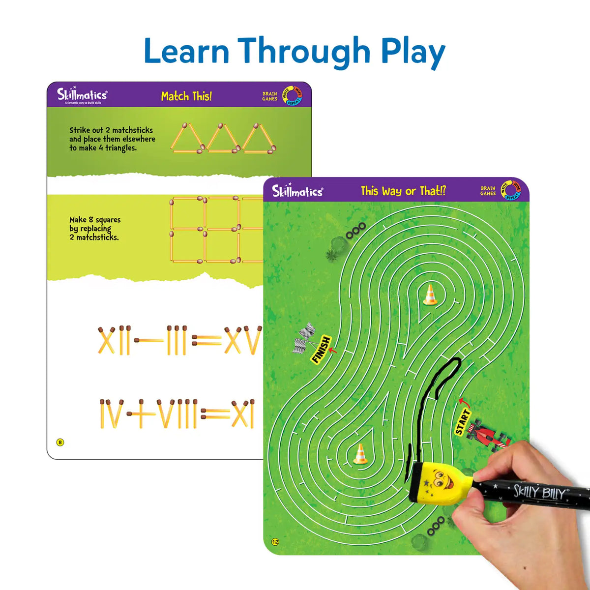 Skillmatics Brain Games | Reusable Activity Mats (ages 6+)