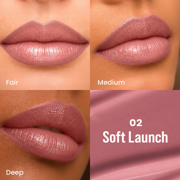 Twin Flame 2in1 Lipstick + Lip Liner 02 Soft Launch HIGH-SHINE GLOSSY LIPSTICK | TRANSFER-PROOF MATTE LIP LINER Selected Shade: 02 Soft Launch