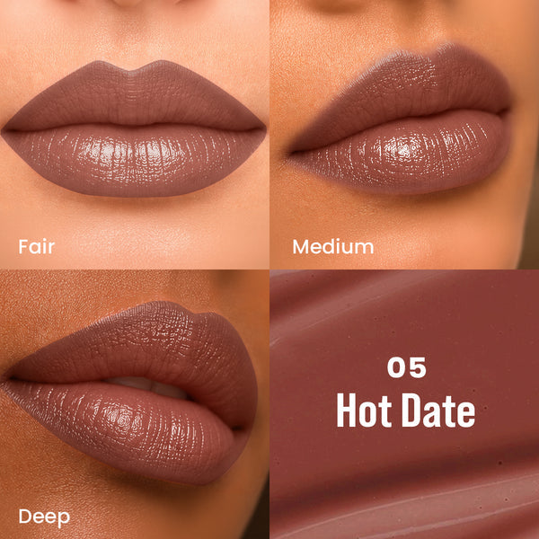 Twin Flame 2in1 Lipstick + Lip Liner 05 Hot Date HIGH-SHINE GLOSSY LIPSTICK | TRANSFER-PROOF MATTE LIP LINER Selected Shade: 05 Hot Date
