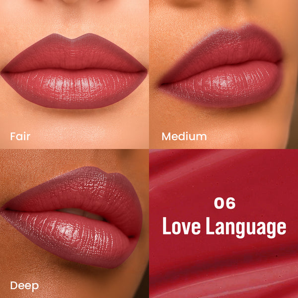 Twin Flame 2in1 Lipstick + Lip Liner 06 Love Language HIGH-SHINE GLOSSY LIPSTICK | TRANSFER-PROOF MATTE LIP LINER  Selected Shade: 06 Love Language