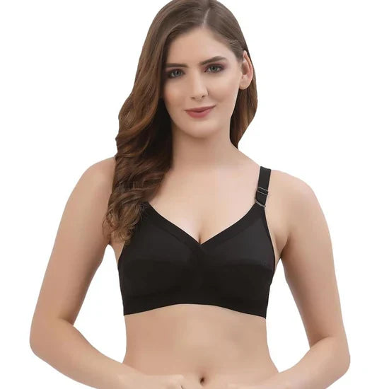 floret Women's Cotton Non-Padded Non-Wired Regular Crossfit Bra 34(C) / BLACK