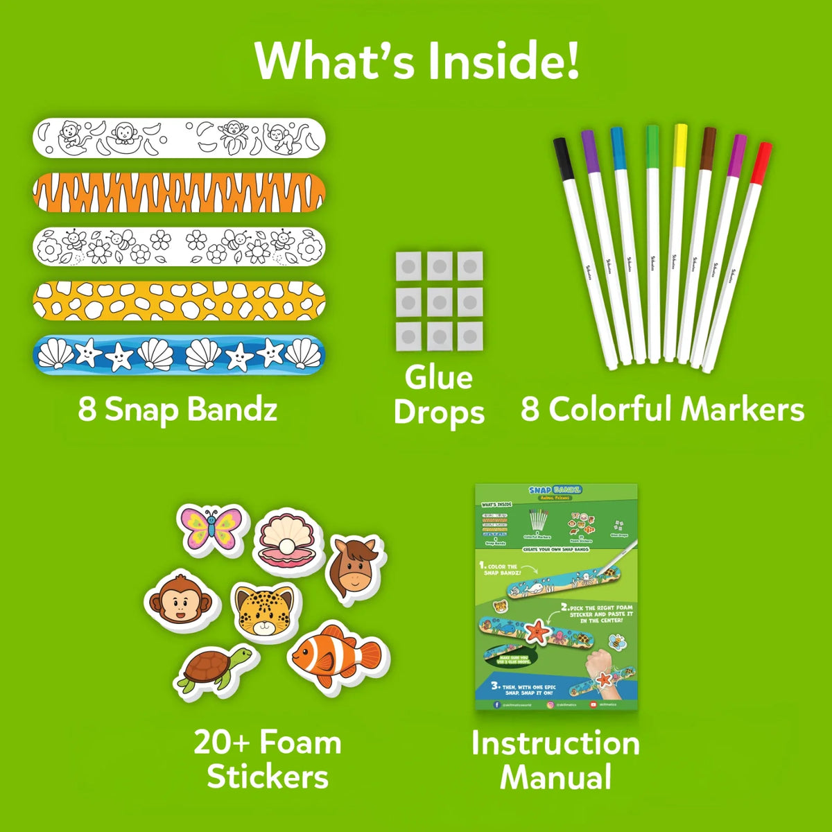 Skillmatics Snap Bandz: Animal Friends | DIY Art & Craft Activity (ages 4-10)