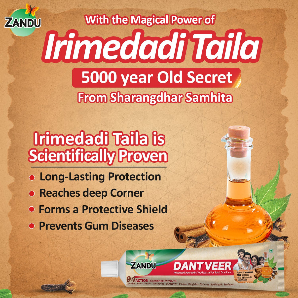 Zandu-O Oil Pulling Toothpaste with Irimedadi Taila 200g