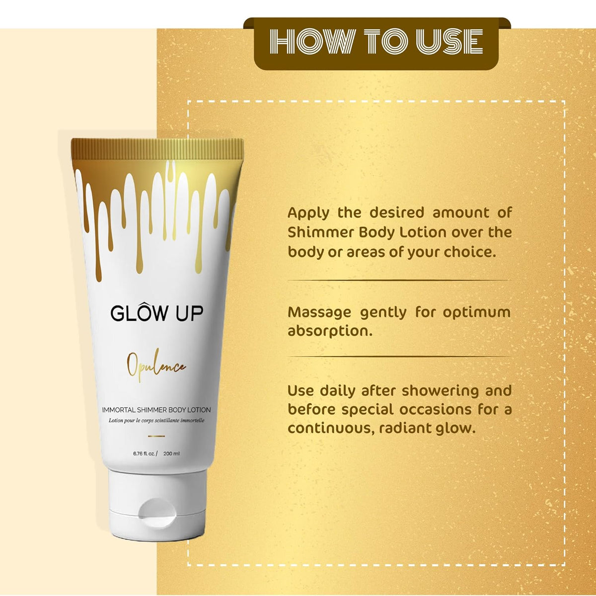 Glow Up - Opulence Immortal Shimmer Body Lotion | Illuminizing soft shimmer| Deeply Nourishes and Moisturizes| Softens and smooths skin 200ml