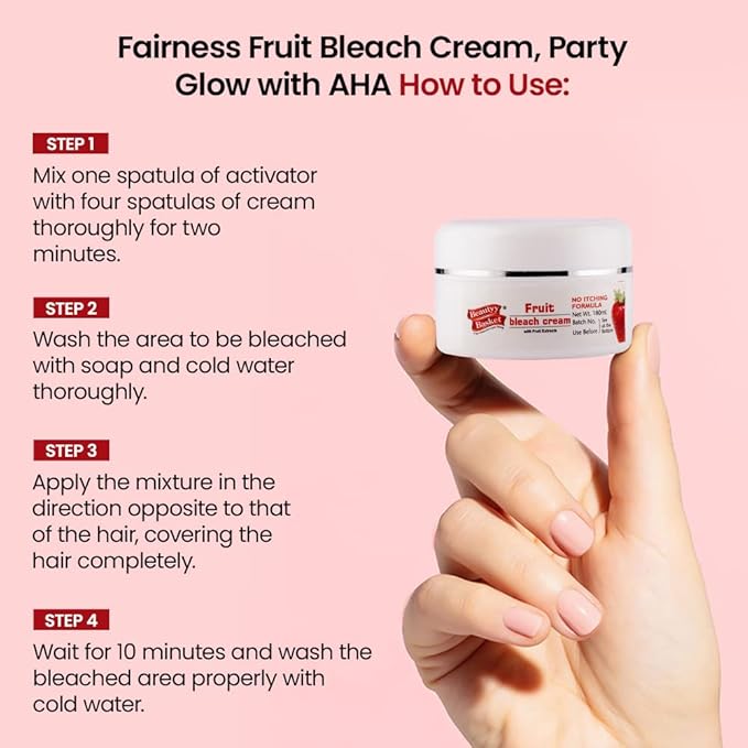 Beauty Basket Fairness Fruit Bleach Cream | Party Glow with AHA | Essence Fruit Fun Fairness Bleach For Women | 100% Natural Cream | Skin Brightening Fairer | G