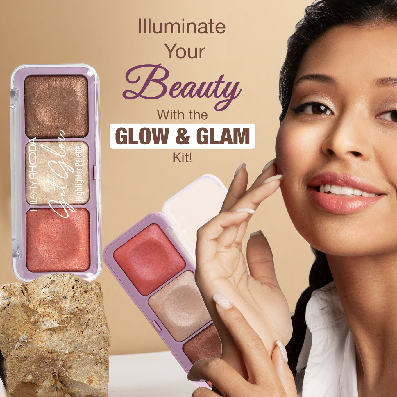 Get Glow Highlighter Palette Ultra Blendable Shades | Long-Lasting Formula | Highly Pigmented | Shimmer Finish | Weightless Feel | Illuminating Glow  Color: Shade 01