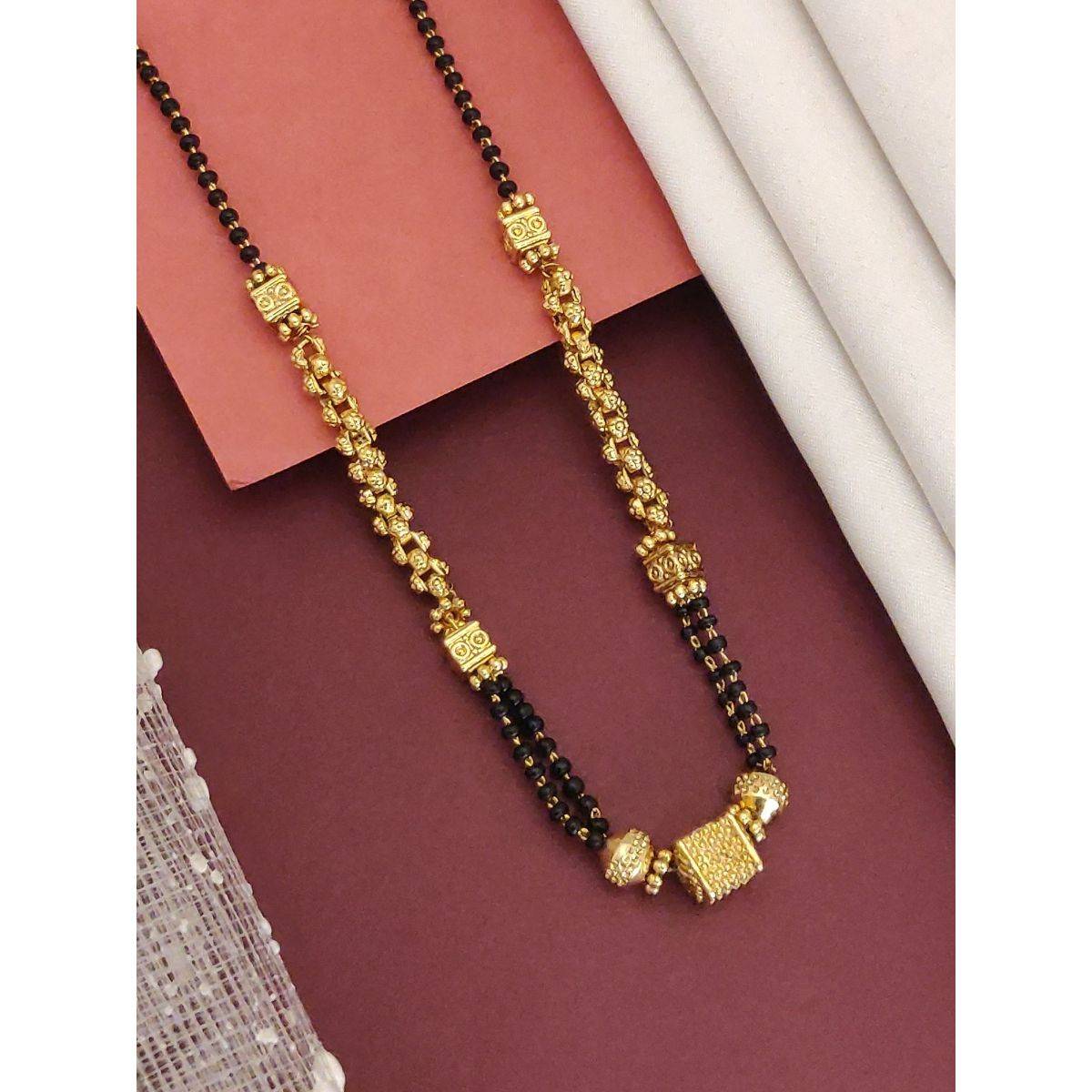Abdesigns Gold Plated Antique Beaded Mangalsutra