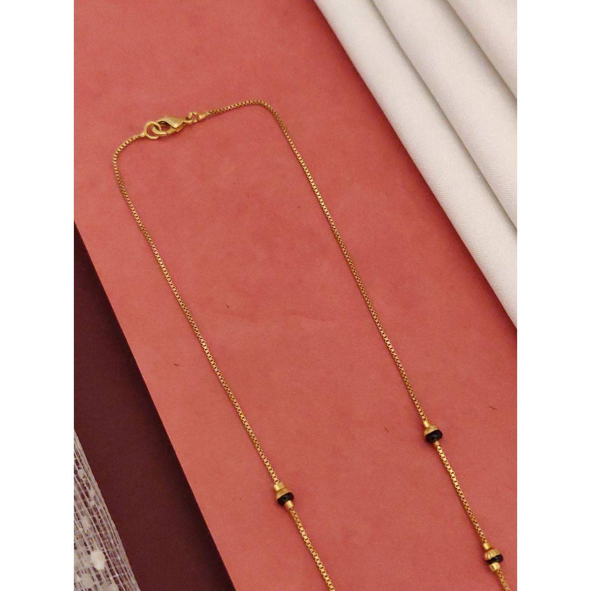 Abdesigns Gold Plated American Diamond Studded And Beaded Mangalsutra White