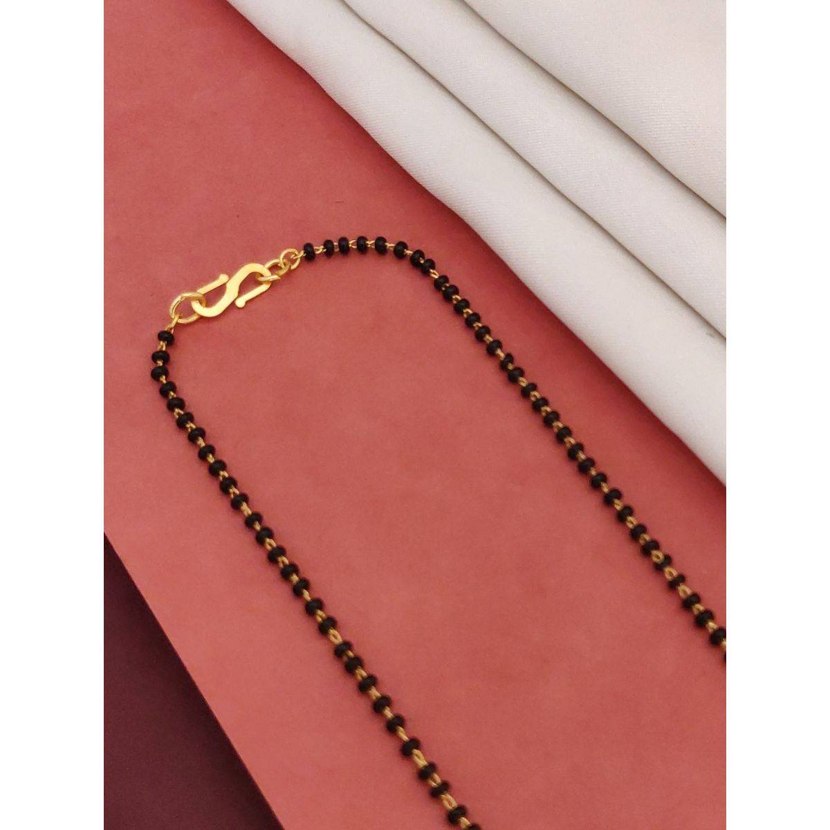 Abdesigns Gold Plated American Diamond Studded And Beaded Mangalsutra White