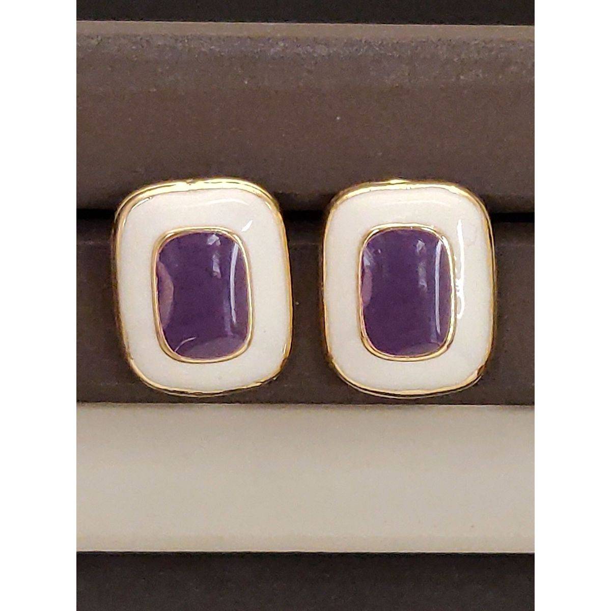 Abdesigns Elegant Gold Plated Stud Earrings Purple